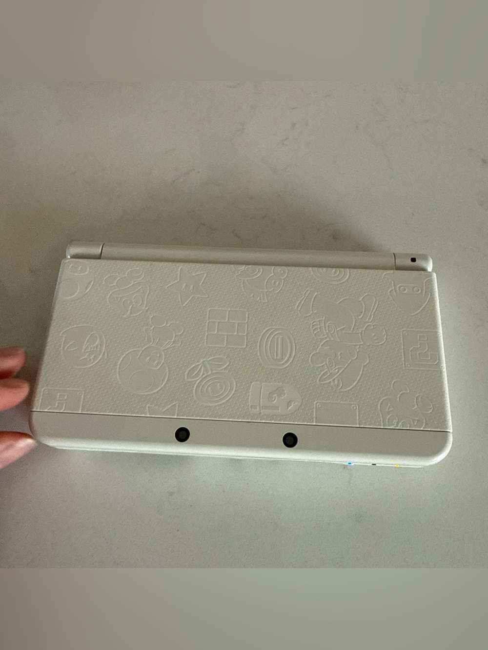 Nintendo 3DS White Mario Pattern Handheld Console
